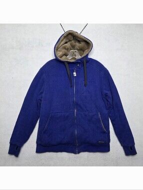 Hemp Hoodlamb Organic Cotton Hoodie Small Sustainable Eco Full Zip Faux Fur Blue